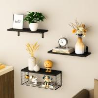 Bath Wall Towel Storage Holder Set Above Toilet, Rolled Towel Shelf Organizer for Small Bathroom Black Wood Vertical Towel Rack - details 3