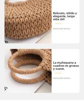 Bolso de paja de estilo francés, bolso tejido, bolso de playa de verano, bolso versátil de celebridad de Internet para mujer, bolso de vacaciones en la playa de estilo forestal - details 7