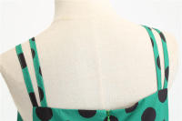Vestido midi retro de fiesta con estampado de lunares, tirantes finos y cinturón para mujer - details 28