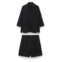 Conjunto Elegante de Verano para Mujer Pantalones Cortos de Cintura Alta, Top de Manga Corta, Traje Holgado con Borla, Novedad de Verano - details 2