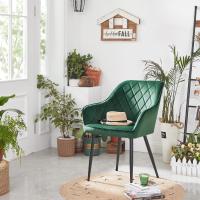 Silla de Comedor de Terciopelo Silla de Cocina con Respaldar Carga Máx. 120 kg Patas de Metal - details 52