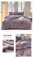 Juego de ropa de cama cálida de piel sintética de conejo, funda de edredón cálida transpirable, agradable a la piel, Queen, acogedor, Otoño e Invierno - details 26