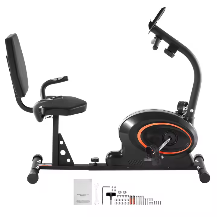 SucceBuy Bicicleta estática reclinada con resistencia magnética ajustable, asiento cómodo, monitor LCD y volante de inercia pesado - 1