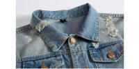 Chaqueta vaquera para hombre, moda primavera-otoño, estilo motero de algodón Retro - details 5