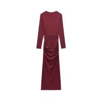 TRZA moda Mujer con cinturón vestido drapeado cuello en V manga larga Vestidos Mujer Vestidos Mujer - details 2