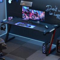 Mesa Gaming Forma Z, Escritorio de Computadora Grande con Gancho para Auriculares y Portavasos. - details 1