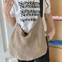 Bolso de hombro, bolso de punto ahuecado, bolso de hilo de algodón, bolso de mano de ganchillo, bolso de paja de playa bohemio de gran capacidad para estudiantes - details 7