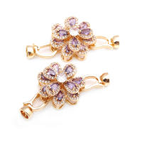 2 juegos de conectores de flores de latón y circonio de Color dorado de 18K para collares, cierres de pulsera, suministros de joyería Diy, accesorios - details 4