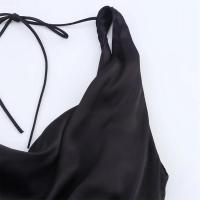 Vestido largo holgado de verano 2025 con textura satinada, sin mangas, con encaje en la espalda, estilo elegante, novedad en ropa de mujer. - details 8