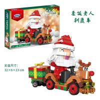 Bloques de construcción de carrito de alce de Papá Noel para niños, modelo creativo, Juguetes DIY, regalos de vacaciones, decoración - details 4