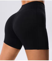 Pantalones Cortos De Deporte Para Mujer, Pantalones De Yoga De Cintura Alta Con 2 Bolsillos Laterales, Mallas Cortas De M - details 15