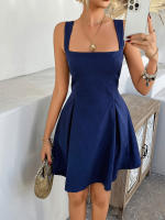 Vestido de Playa Boho de Verano Cuello Cuadrado Sin Mangas con Espalda Descubierta - details 2