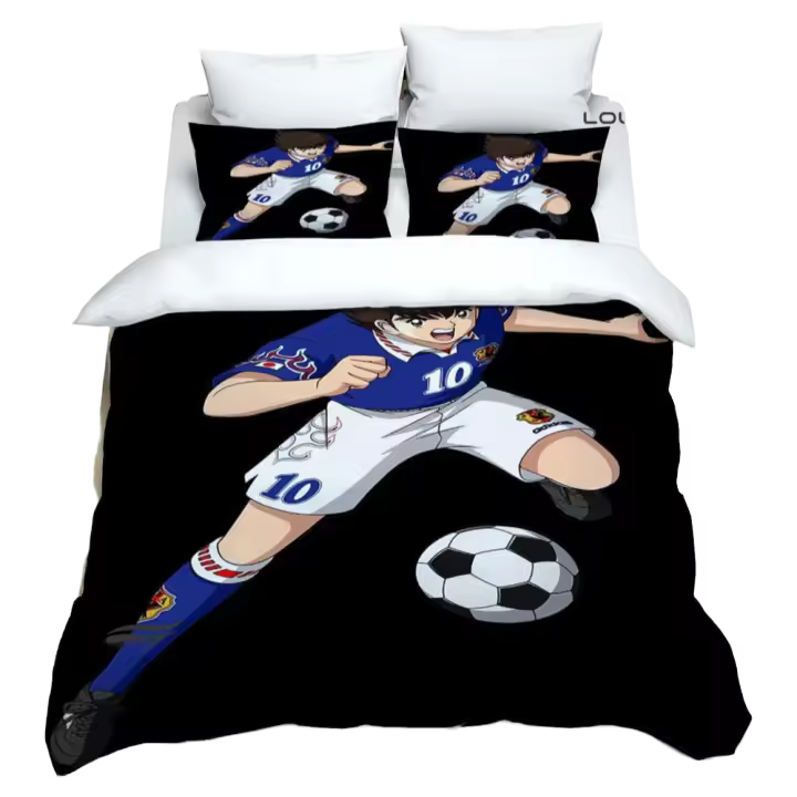 Juegos de cama de dibujos animados de capitán Tsubasa, juego de suministros de cama exquisitos, funda nórdica, edredón, juego de cama, regalo de cumpleaños de lujo - 1
