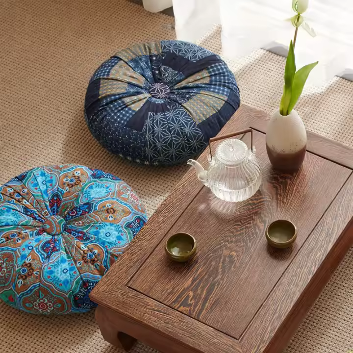 Cojín de Almohada Redonda para Sofá Futon Estilo Japonés Cojín de Asiento de Piso para Meditación Tatami Silla de Balcón - 1