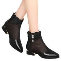 Transpirable para mujer 2025 nuevo estilo primavera y otoño tacones altos botas individuales negras zapatos frescos de malla - details 0