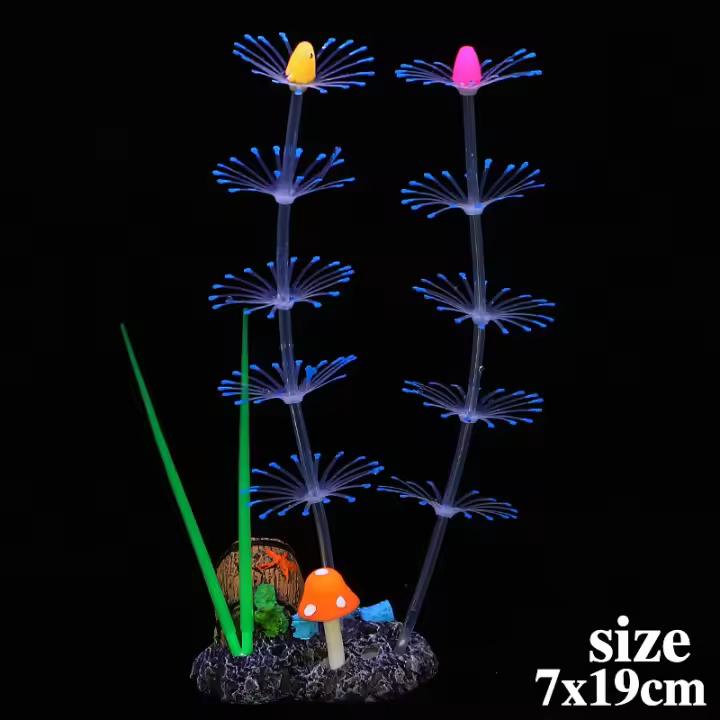 Decoración de Acuario de Silicona Artificial Plantas Acuáticas de Simulación en Forma de Cuerda Noctiluca Adorno de Acuario de Peces de Coral - 1