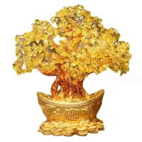 Árbol de Fortuna de Cristal Adorno de Oro Chino en Mesa Decoración Luminosa para Hogar y Oficina - details 4
