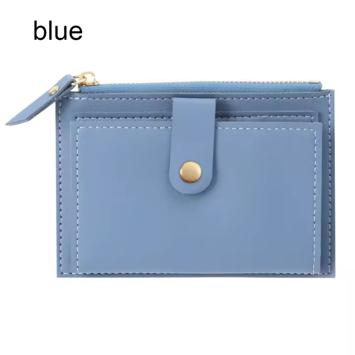 Bolso de cuero PU de Color liso para mujer, cartera pequeña, Mini monedero, tarjetero - 1