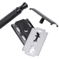 Afeitadora Plegable Clásica de Seguridad para Hombres en Acero Inoxidable con Cuchillas para Barbero Afeitadora de Barba y Flequillo - details 1