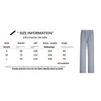 BUNO-Pantalones de encaje a rayas para mujer, Pantalones rectos de pierna ancha con cintura elástica y cordón, ropa de calle holgada para primavera y verano, pantalones de chándal informales - details 6