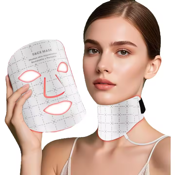 Máscara de Luz Roja para Cara y Cuello Dispositivo de Cuidado de la Piel Facial Portátil, Ligero, Recargable y Diseño Ergonómico para el Hogar - 1