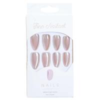24 uñas de cristal largas y brillantes de almendra aurora de ojo de gato perlado, falsas prensadas en la punta de las uñas terminadas - details 4