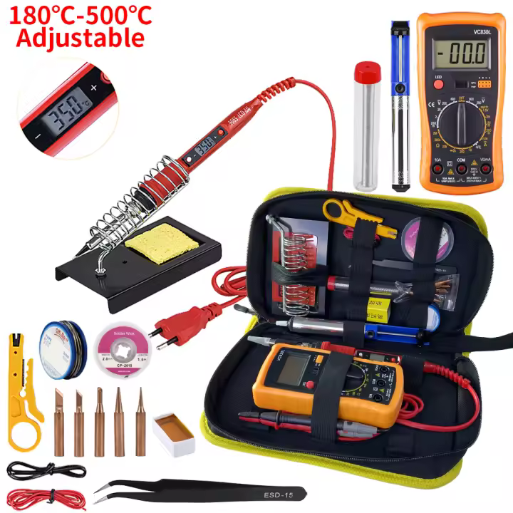 Hernedo de Soldadura JCD 80W Kit con Pantalla LCD Digital Ajustable Temperatura Multímetro Reparación de Equipo Electrónico Herramientas de Soldadura para Bricolaje en Casa - 1