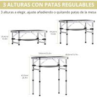 Mesa de Camping Plegable Portátil 60x40x25.4/49/67cm Altura Ajustable Impermeable Negro - details 11