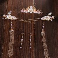 Tocados de novia de aleación, accesorios para el cabello de vestido de novia de colores claros de plástico, nuevo adorno colgante de estilo chino - details 10