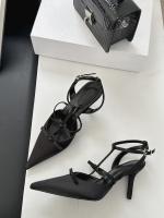 Sandalias Platas de Tacón Alto para Mujer Punta Afilada Francesa Diseño de Bolsa de lazo Viento de Cabeza Moda de Alta Noche - details 14