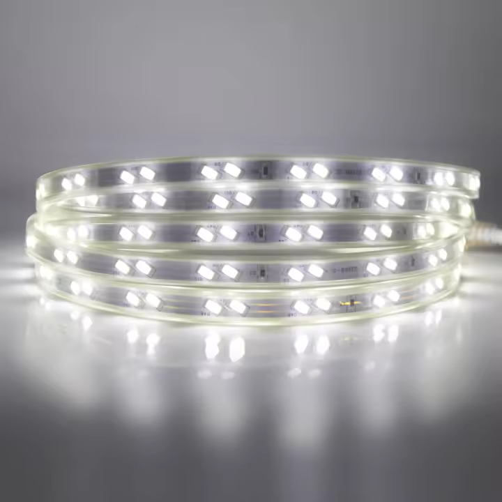 Tira de luces LED de retroiluminación, cinta Flexible de 220V, SMD5730, 68LED/M, impermeable, con enchufe europeo, blanco frío y cálido - 1
