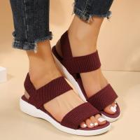 Sandalias de verano 2025, sandalias elásticas de una palabra con suela gruesa y Tacón de Cuña de fondo plano para mujer - details 1