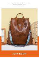 Mochila de Cuero Suave Casual para Mujeres Impermeable, Resistente al Desgaste, Antirrobo con Patrones de Parche Bolsa de Hombro Grande con Lining de Dacron - details 13