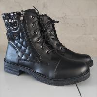 Botas cortas cálidas de otoño e invierno para mujer, botas Martin planas con cremallera lateral, botas de cuero con cordones y hebilla de cinturón - details 3