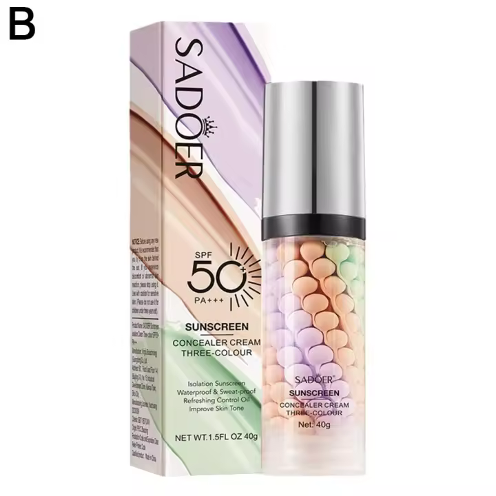 Nuevo Crema aislante de arcoíris de tres colores, 40ml, SPF50 + protector solar, hidratante, Invisible, poros, brillo Facial, corrección del tono de la piel - 1