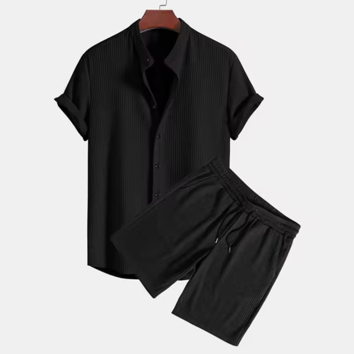 Conjunto de dos piezas para hombre casual, holgado, multicolor, ropa de playa, conjunto de manga corta y shorts. - 1