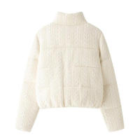 TRAFZA-abrigo largo de manga larga con estampado para mujer, ropa de abrigo informal de piel sintética con botones y cuello vuelto, para invierno - details 2