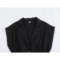 - Vestido camisero sin mangas con cinturón, mezcla de lino, estilo europeo y americano para mujer - details 2