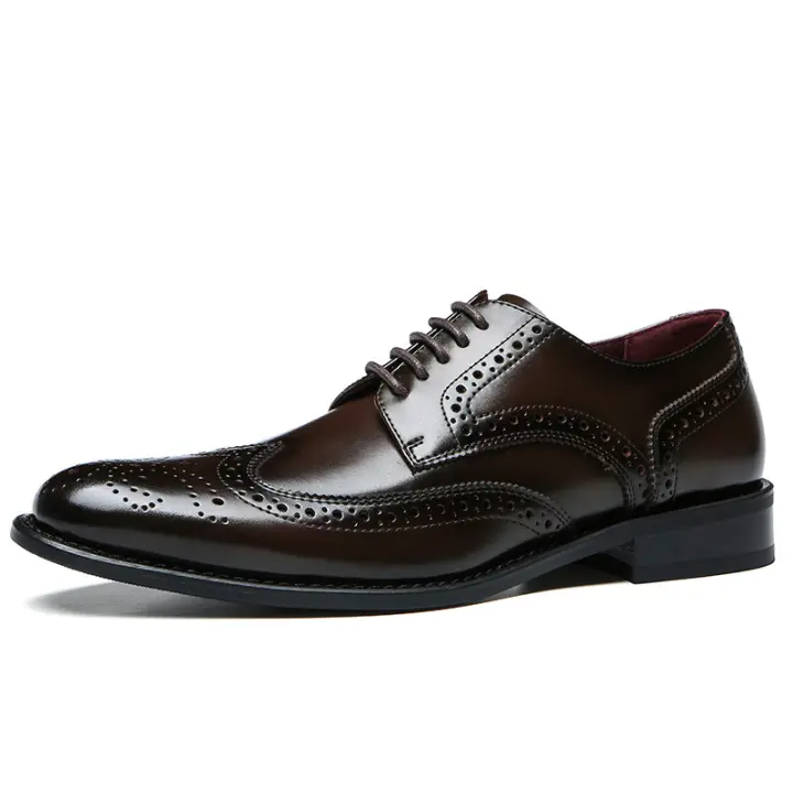 Caballero de cuero genuino tallado, zapatos de cuero para hombres, zapatos de vestir de negocios - 1