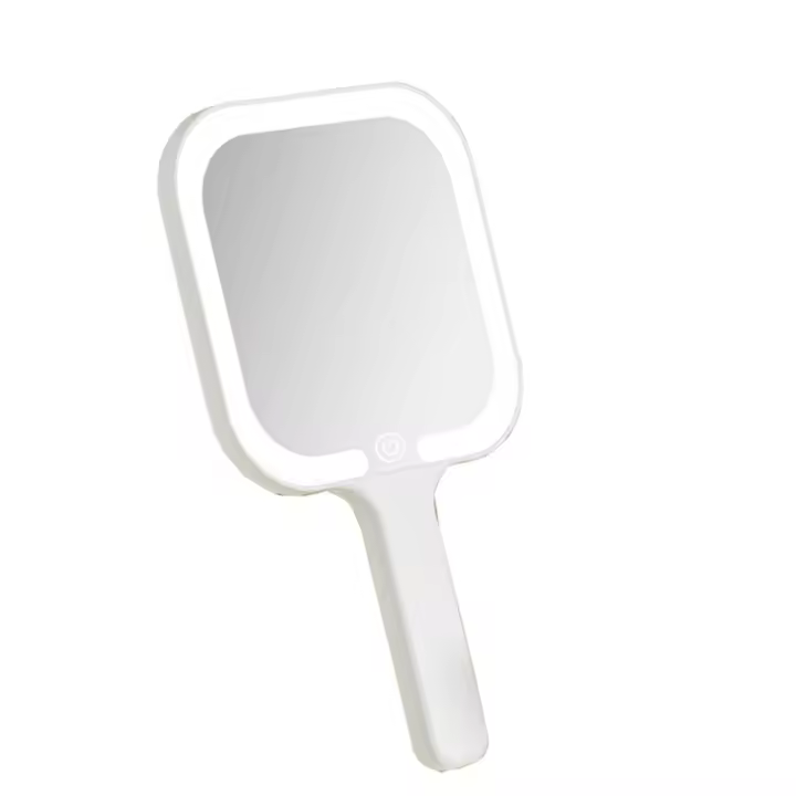 Luz de relleno Espejo de maquillaje LED Cuadrado/redondo Luces regulables de 3 colores Espejo de mano iluminado Brillo ajustable de mano - 1
