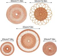 Cesta colgante de mimbre para decoración de pared, Cestas tejidas de 5 piezas, estilo bohemio - details 2