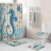 Cortina de Ducha Impermeable Juego de 4 Piezas para Baño Alfombra de Piso Antideslizante - details 5