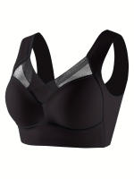 3pcs Sujetadores Deportivos Sin Costuras de Alto Soporte para Mujeres - Mezcla de Nylon y Spandex Ultra Elástica, Diseño de Cuello en V con Detalles de Encaje, Ideales para Correr y Yoga, Opciones en Negro/Gris/Beige - details 8