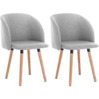 Silla de Comedor Nórdica Ergonómica con Resalto y Brazos Tapizada en Lino Madera para Patas - details 9