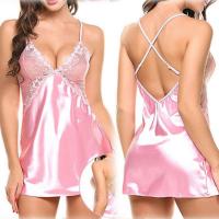 Ropa de dormir Sexy de encaje de seda sin mangas picardías con cuello en V, camisón transparente, ropa interior de talla grande, conjunto de Tanga - details 7