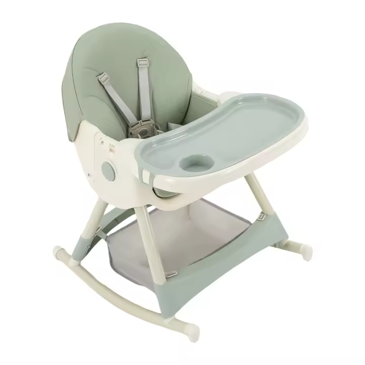 Silla alta con mesa para bebé, sillón reclinable ajustable, color caqui, Verde menta y rosa - 1