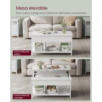 Mesa de Central con Tablero Elevable Estilo Rústico Marrón y Negro Ideal para Dormitorio con Espacio Abierto y Oculto Forma de X - details 32