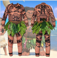 Disfraz de tatuaje de Moana Maui, camiseta para hombre y adulto, pantalones y cinturón de hoja, traje completo, disfraz de Hallo - details 4