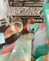 Conjunto de camisa y pantalones con estampado informal para mujer, Top holgado con cuello vuelto y botella única - details 17
