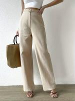 Slim estilo recto mujer pantalones de cintura alta pantalones casuales - details 2